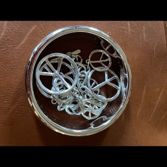 Silver tone Bangle and bracelet set PEACE ☮️ toggle adjustable bracelet. Retro - Picture 8 of 9